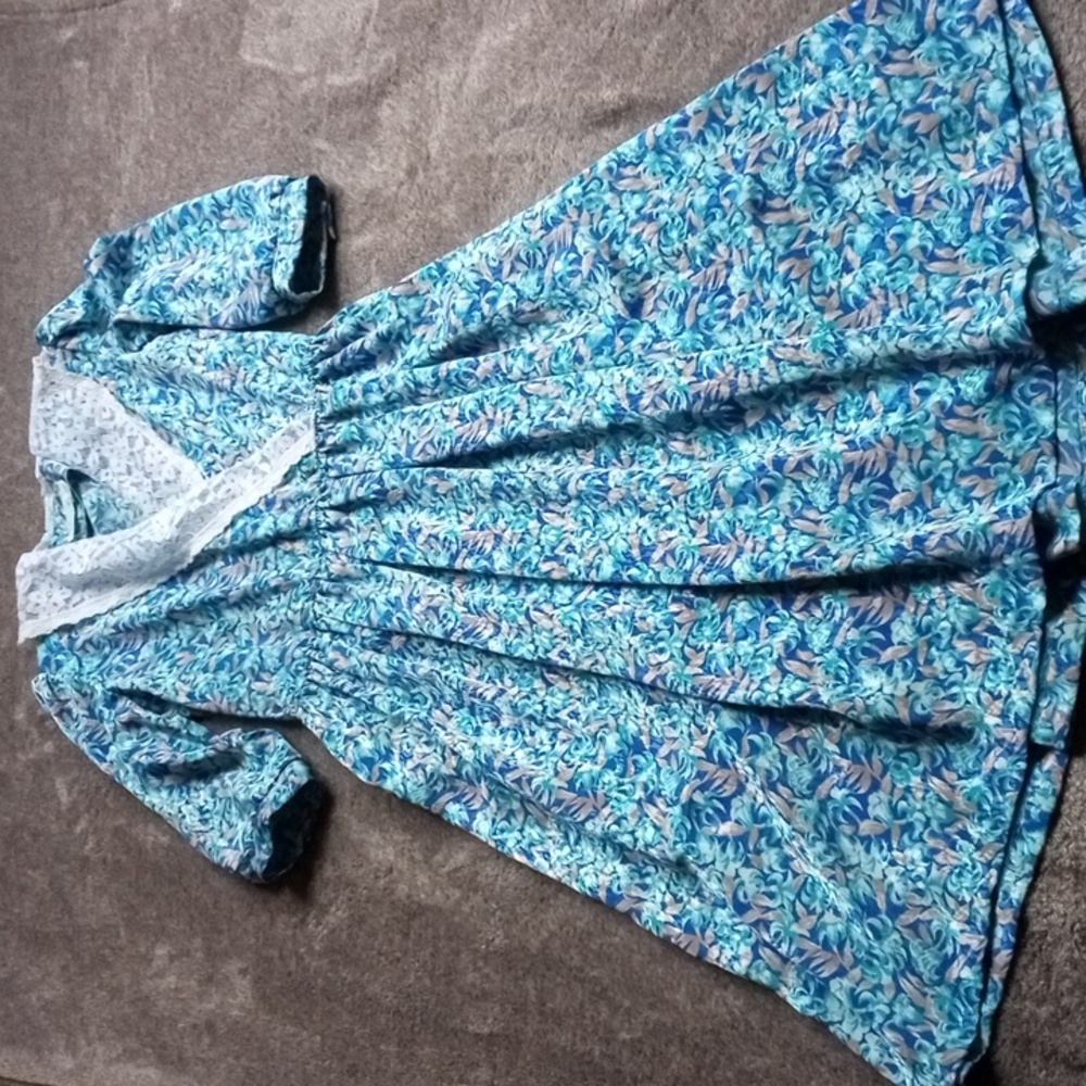 Vintage Lady Carol Petites floral dress with lace collar